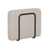 Beige upholstered outdoor sofa armrest with rounded edges and a black metal support frame from sackit, designed in Denmark for Scandinavian outdoor lounging