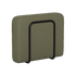 Olive green upholstered outdoor sofa armrest with a rounded rectangular shape and black support frame from sackit for Scandinavian garden furniture