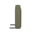 Side view of an olive green upholstered armrest module with black metal support rails for the Cobana outdoor lounge sofa by sackit