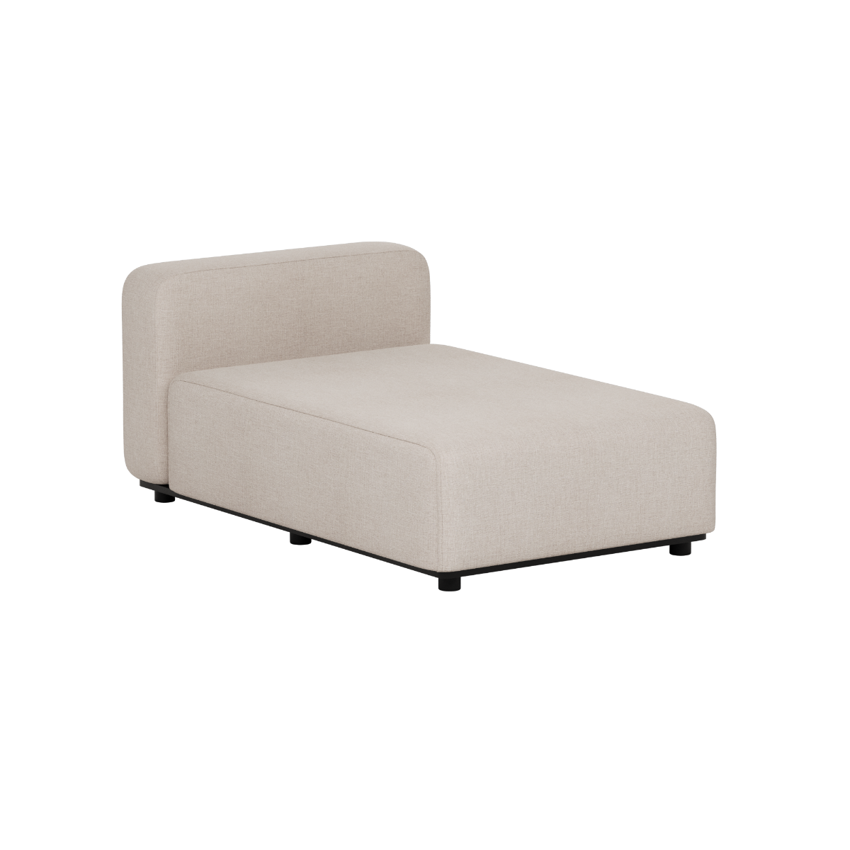 Beige outdoor chaise sofa module with a padded backrest and clean Scandinavian lines designed in Denmark by sackit for weather resistant garden lounging