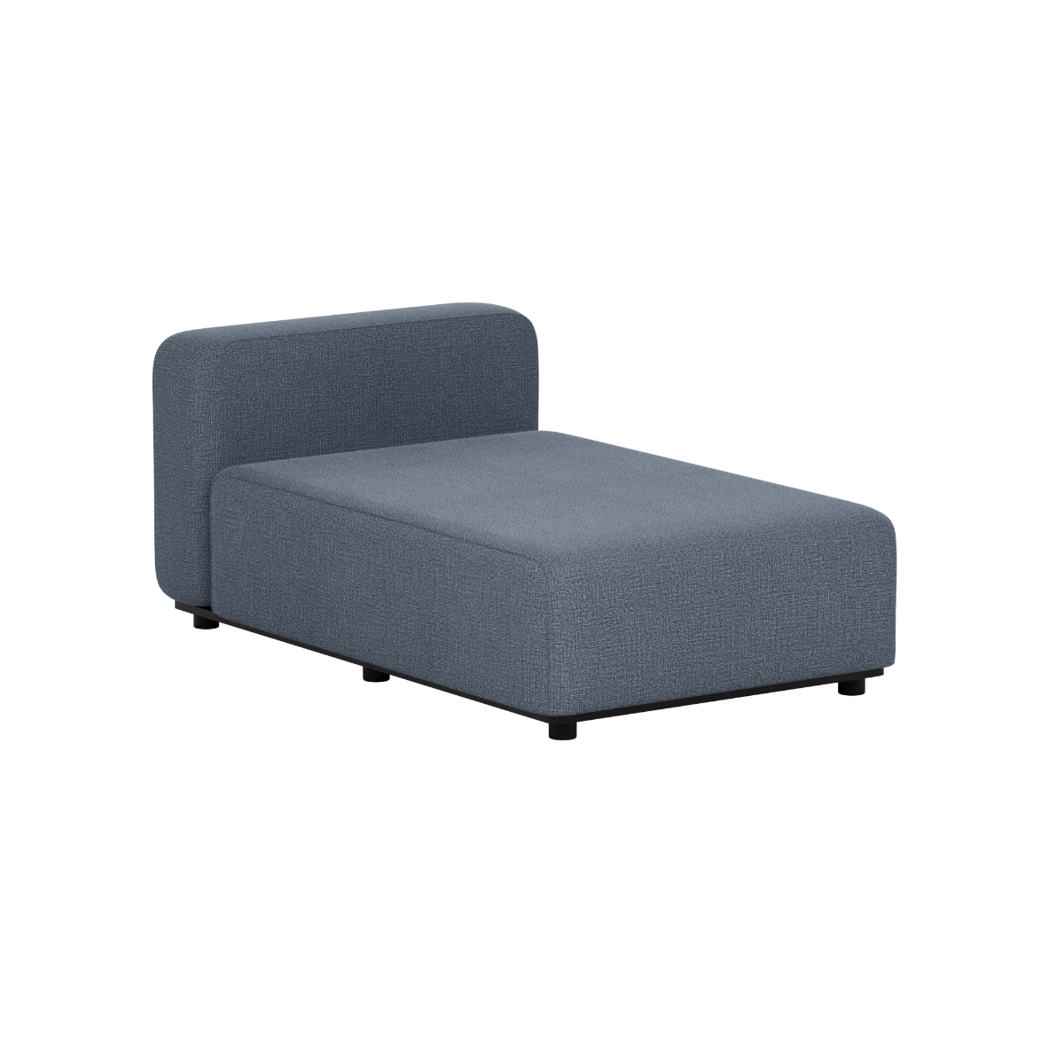Blue grey Cobana chaise sofa module from sackit with a padded seat and upright backrest for modular outdoor lounging in Scandinavian style