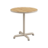 Kirra Café Table in taupe powder-coated aluminum with teak wood top, round outdoor dining table