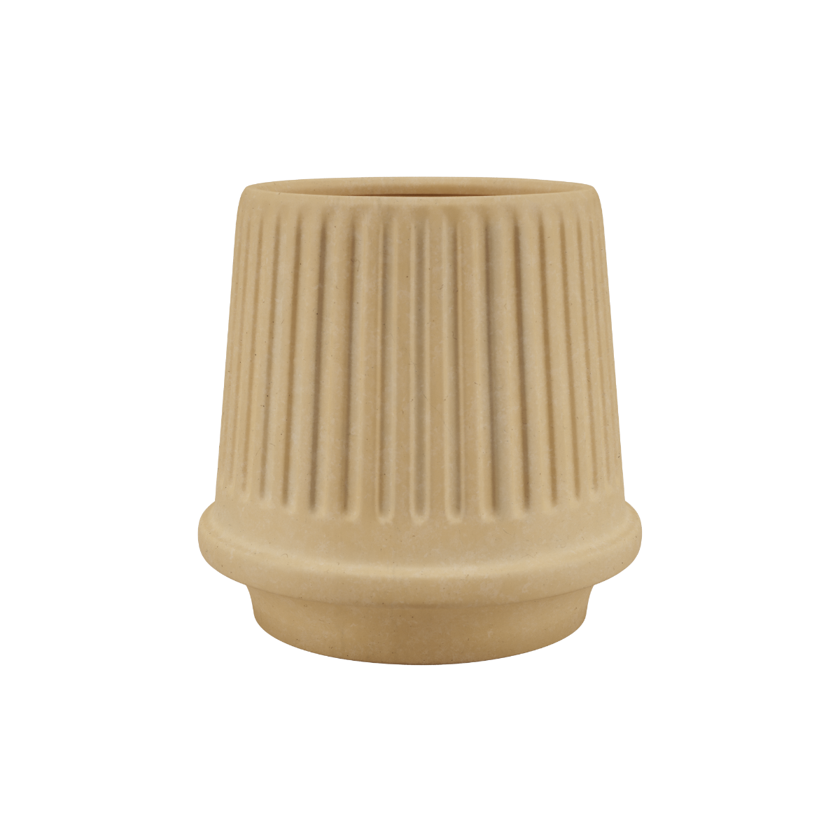 Frost resistant fluted outdoor planter in a warm beige finish by sackit for Nordic gardens and patios