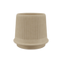 Sand-colored ceramic Gaia 23 outdoor planter with fluted surface and drainage hole.