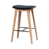 Nordic bar stool in oak with Luna Carbon leather upholstery and powder-coated steel footrest, 68 cm height