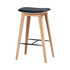 Nordic bar stool in oak with Luna Carbon leather and matching cross-stitching, 68 cm height