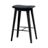 Nordic bar stool in black stained oak with Luna Carbon leather seat and powder coated steel footrest, 73 cm height.