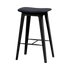 Nordic bar stool in black stained oak with Terra Black leather upholstery and 73 cm height.