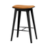 Nordic bar stool in black stained oak with Luna Sandstone leather upholstery and visible stitching, 73 cm height.