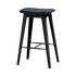 Nordic bar stool in black stained oak with Luna Carbon leather upholstery and cross-stitch details, 68 cm height.