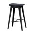 Nordic bar stool in black stained oak with Terra Black leather upholstery and cross-stitch detail, 68 cm height.