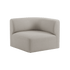 Beige upholstered right corner section of the Fjord sofa by sackit with soft curved lines and a calm Scandinavian design for comfortable indoor seating