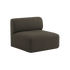 Dark brown upholstered Fjord sofa seat section from sackit with a softly curved backrest rounded edges and a calm Scandinavian design