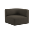 Left corner section of Fjord Sofa in Sealife Brown textile with rounded edges and soft design