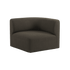 Left corner section of Fjord Sofa in Sealife Brown textile with rounded edges and soft design