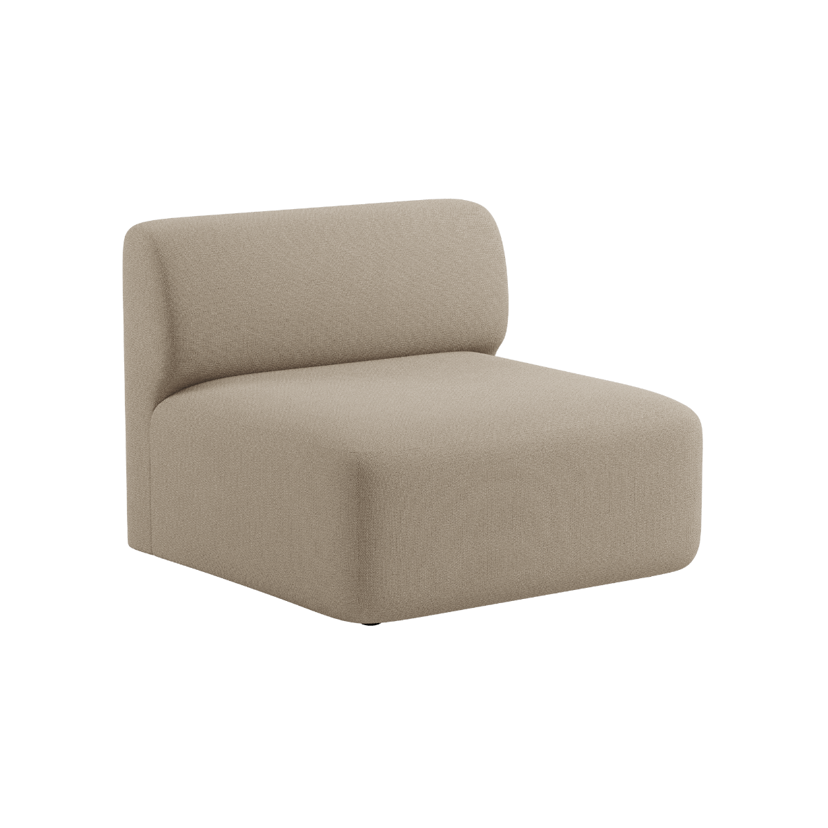 Beige upholstered Fjord sofa seat section with soft rounded lines and a low backrest from sackit for calm Scandinavian interiors