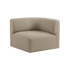 Fjord Sofa corner section left in Cosmo Beige with rounded edges and soft textile upholstery