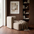 Fjord Sofa with right chaise in Cosmo Mustard fabric, featuring soft lines and rounded edges.
