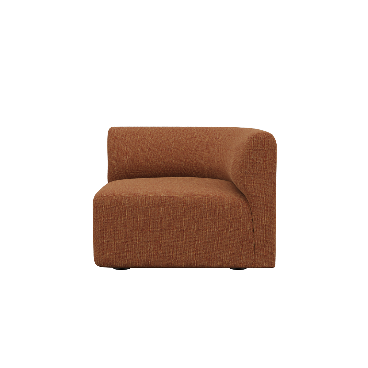 Fjord Sofa corner section right in Cosmo Terracotta fabric with rounded edges and soft design
