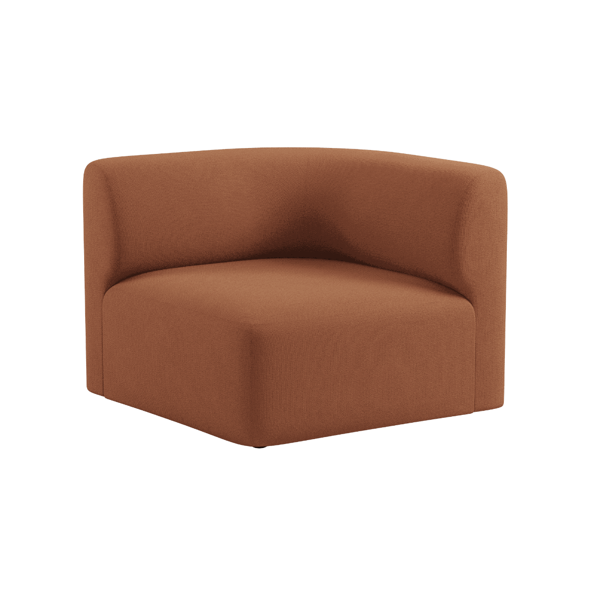 Brown Fjord corner sofa with softly curved back and seat cushions in a calm Scandinavian style by sackit Europe