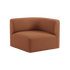 Brown Fjord corner sofa with softly curved back and seat cushions in a calm Scandinavian style by sackit Europe