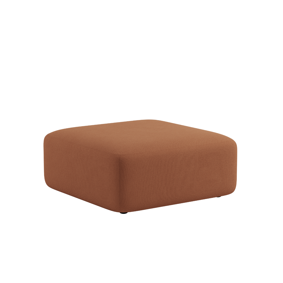 Brown upholstered Fjord sofa pouf with soft rounded edges and a low profile from sackit europe designed for calm Scandinavian interiors