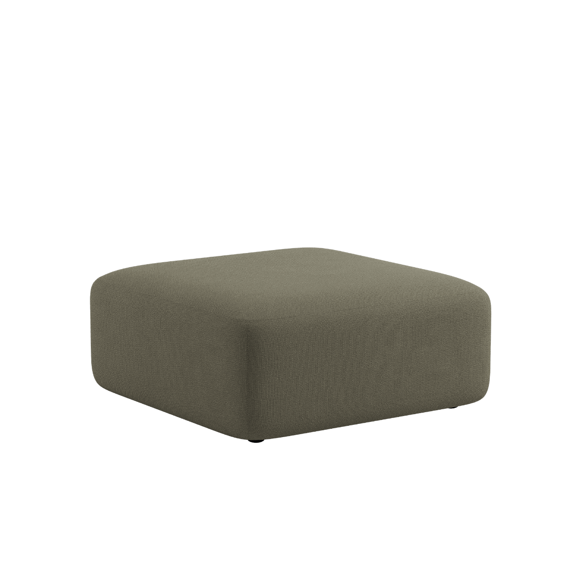 Rounded taupe upholstered pouf with soft edges from the Fjord Sofa range by sackit for a calm Scandinavian living room