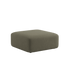 Rounded taupe upholstered pouf with soft edges from the Fjord Sofa range by sackit for a calm Scandinavian living room