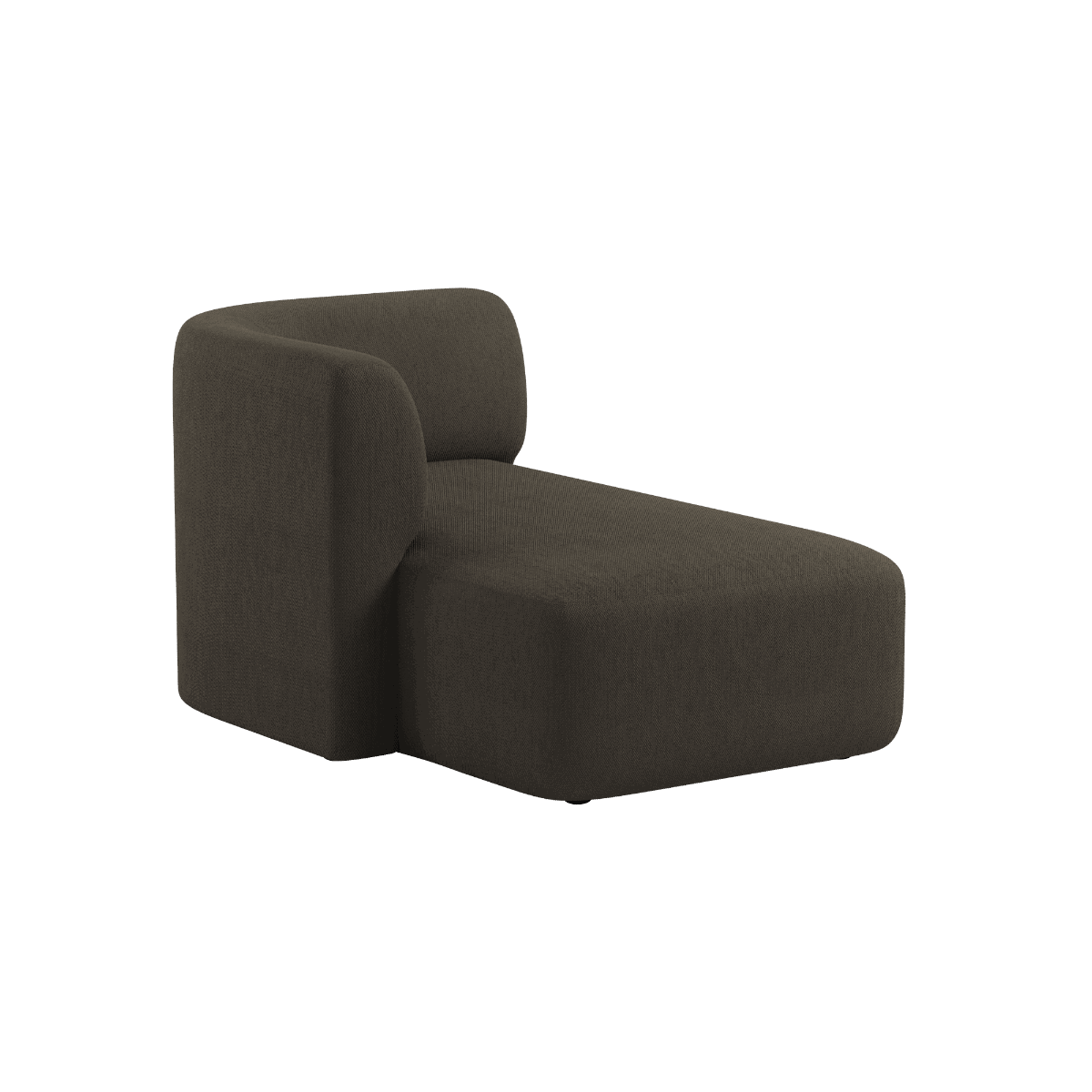 Fjord Sofa with left chaise in Sealife Brown textile upholstery with soft rounded edges and Scandinavian design