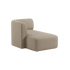 Fjord Sofa with left chaise in soft Cosmo Beige fabric and rounded edges in a modern living room setting.