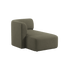 Fjord Sofa with left chaise in Cosmo Olive fabric, featuring soft lines and rounded edges.