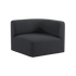 Dark charcoal Fjord corner sofa section with soft curved lines and deep cushioned seating from sackit Europe for calm Scandinavian indoor living