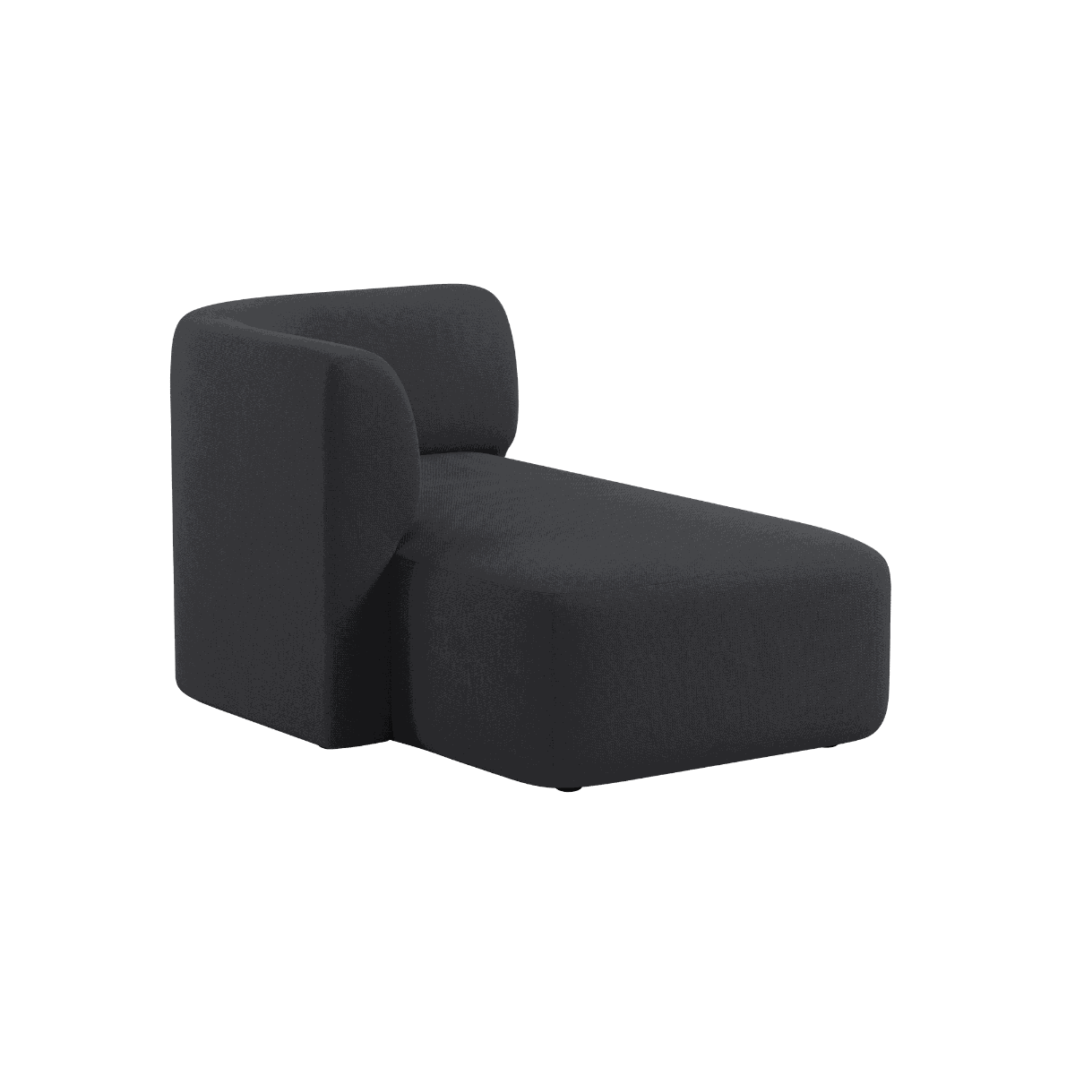 Fjord Sofa with left chaise in Cosmo Slate fabric, featuring soft lines and rounded edges.