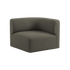 Dark gray upholstered corner sofa with rounded arms and a deep cushioned seat for a calm Scandinavian interior by sackit