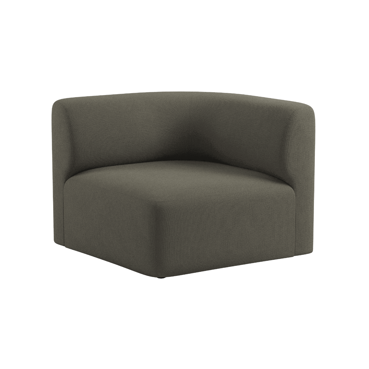 Dark gray upholstered left corner sofa section with a softly curved backrest and plush seat for a calm Scandinavian interior by sackit