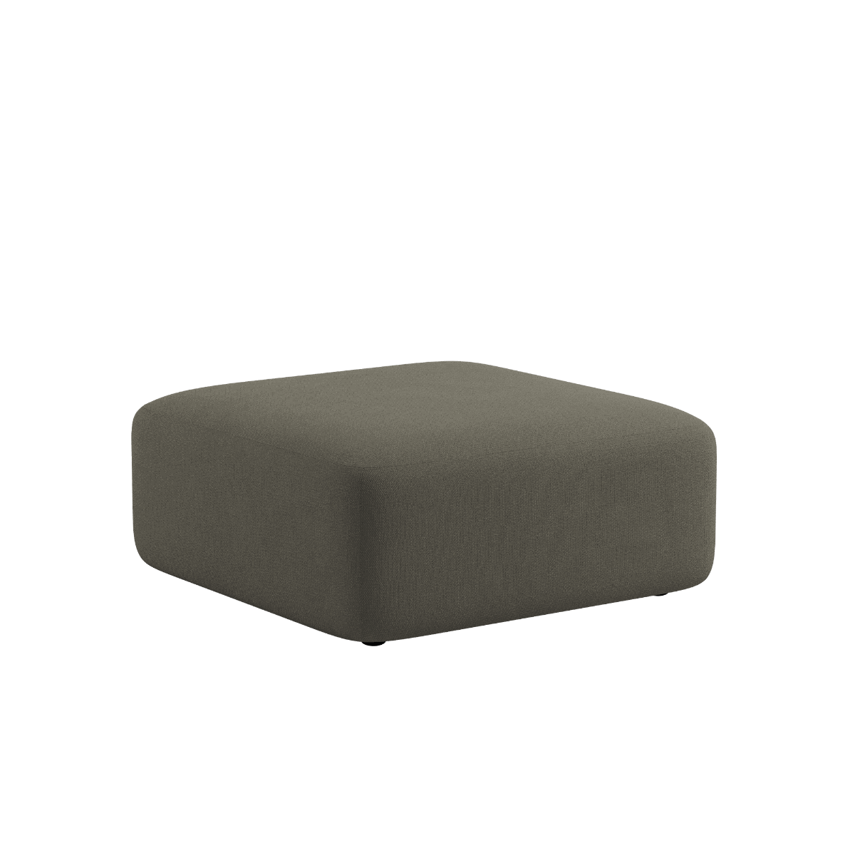 Soft gray upholstered pouf with rounded edges and a low profile from sackit for calm Scandinavian indoor seating and flexible comfort