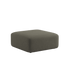 Soft gray upholstered pouf with rounded edges and a low profile from sackit for calm Scandinavian indoor seating and flexible comfort