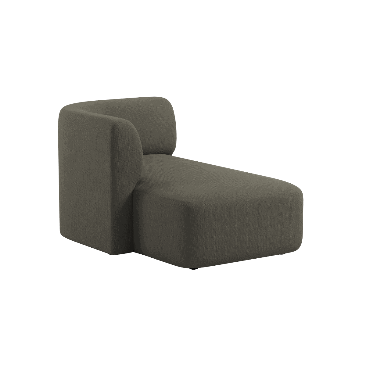 Fjord Sofa with left chaise in Cosmo Stone fabric, featuring soft lines and rounded edges.
