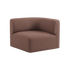 Left corner section of Fjord Sofa in Cosmo Clay fabric with rounded edges and soft upholstery.