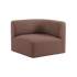 Left corner section of Fjord Sofa in Cosmo Clay fabric with rounded edges and soft upholstery.