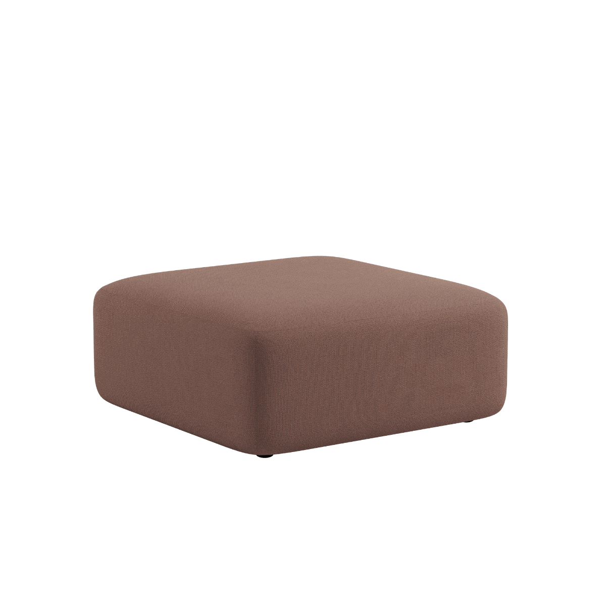 Brown upholstered Fjord sofa pouf by sackit with soft rounded edges and a calm Scandinavian design for indoor seating