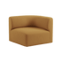Fjord Sofa corner section left in Cosmo Mustard fabric with rounded edges and soft organic design
