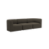 Dark brown three seat Fjord sofa with soft rounded cushions and a calm Scandinavian design shown against a black background by sackit - europe
