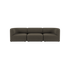 Dark brown three seat Fjord sofa with softly rounded arms and cushions in a calm Scandinavian design by sackit Europe