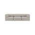 Light gray Fjord three seater sofa with soft rounded lines and deep cushioned seats on a clean background by sackit