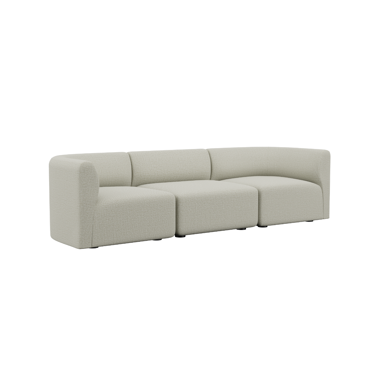 Three-seater Fjord Sofa in Cosmo Beige fabric with rounded edges and soft, modular design without pouf