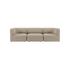 Fjord three seater sofa in soft beige upholstery with rounded cushions and a calm Scandinavian design by sackit for comfortable indoor living