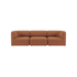 Brown Fjord three seater sofa with soft rounded lines and deep cushioned seats on a clean background from sackit