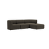Dark brown Fjord sofa with rounded cushions and a low Scandinavian profile by sackit for comfortable indoor living