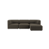 Dark brown three seater Fjord sofa with soft rounded cushions and a calm Scandinavian design on a black background by sackit Europe